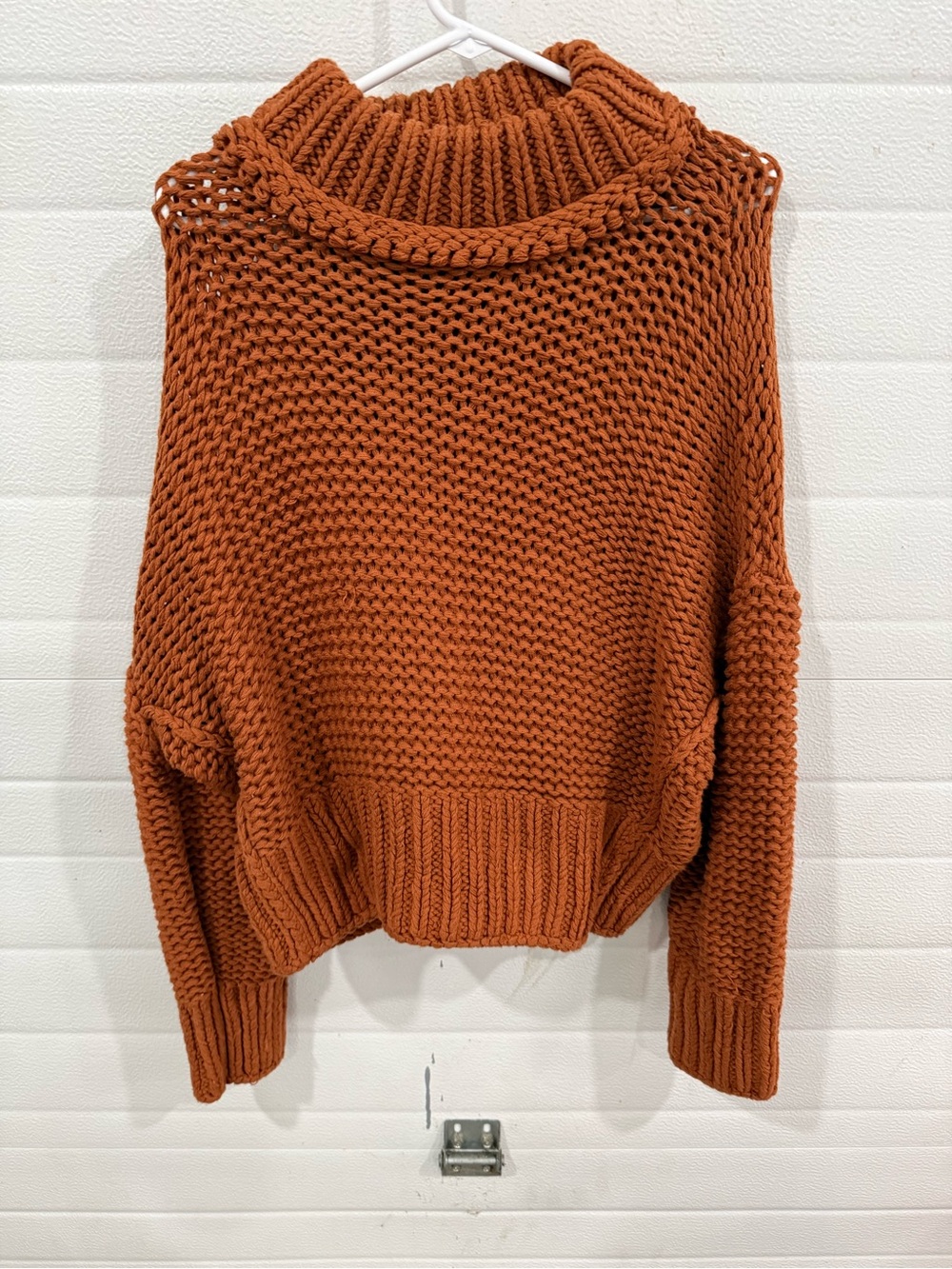 Free People Burnt Orange Chunky Turtleneck Sweater